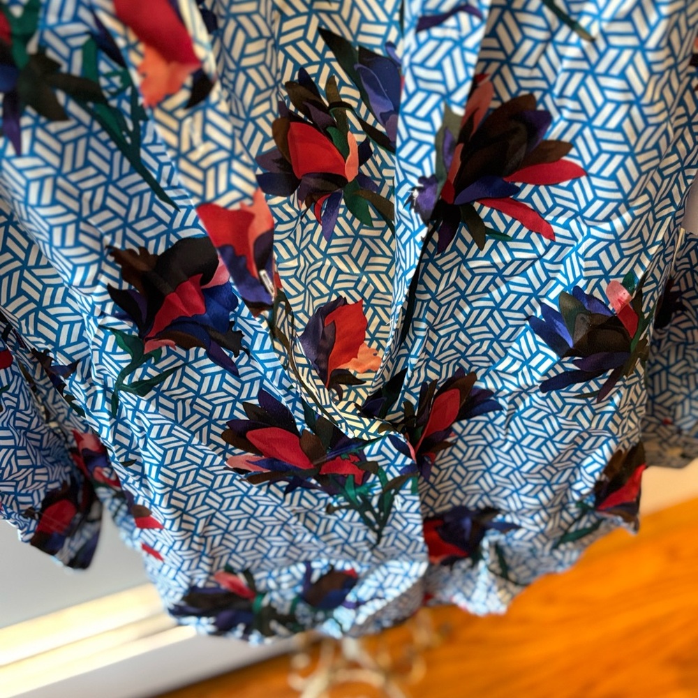 Equipment Blue and Red Patterned Blouse - Picture 2 of 11